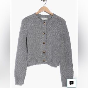 FRAME Button Front Wool Blend Crop Cardigan